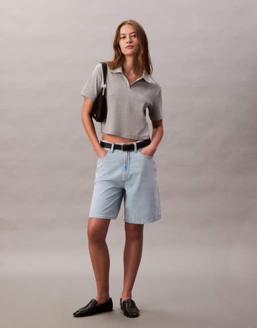 Calvin Klein Jeans - Ruimvallende denim bermudashort in lichte wassing, 3 van 5