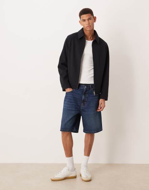 Calvin Klein Jeans - Ruimvallende denim shorts in jaren 90-stijl in blauw met donkere wassing - view 1