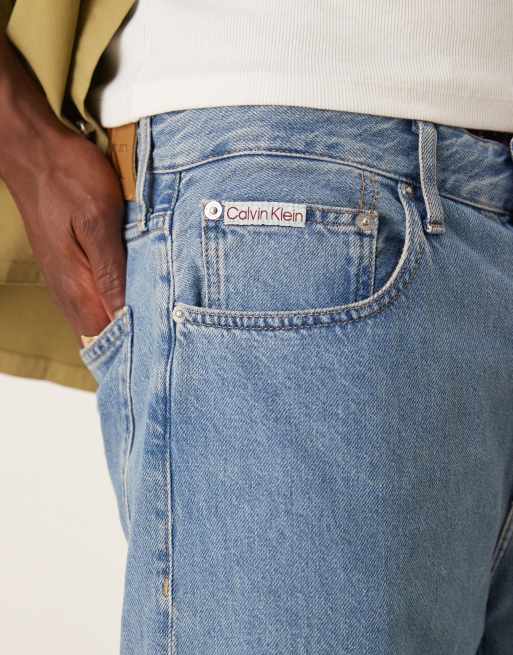 Calvin Klein Jeans - Ruimvallende jort in middenblauw met wassing, 3 van 5