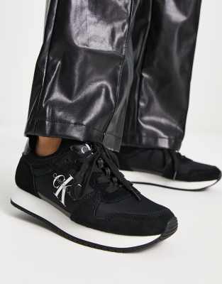 Calvin Klein Jeans runner sock lace up trainers in black