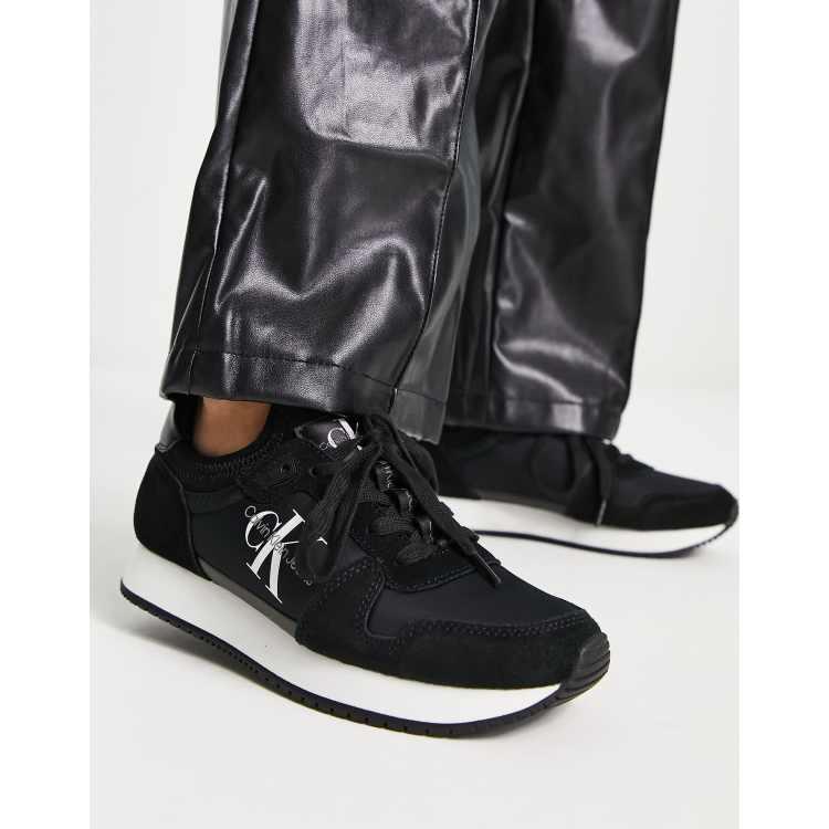 Calvin Klein Jeans runner sock lace up trainers in black