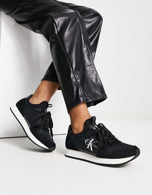 calvin klein baskets runner lace up mesh 0085 black