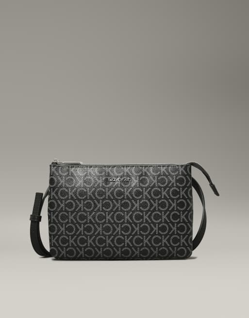Calvin Klein Jeans - Sac en bandoulière avec logo monogramme - Gris et noir