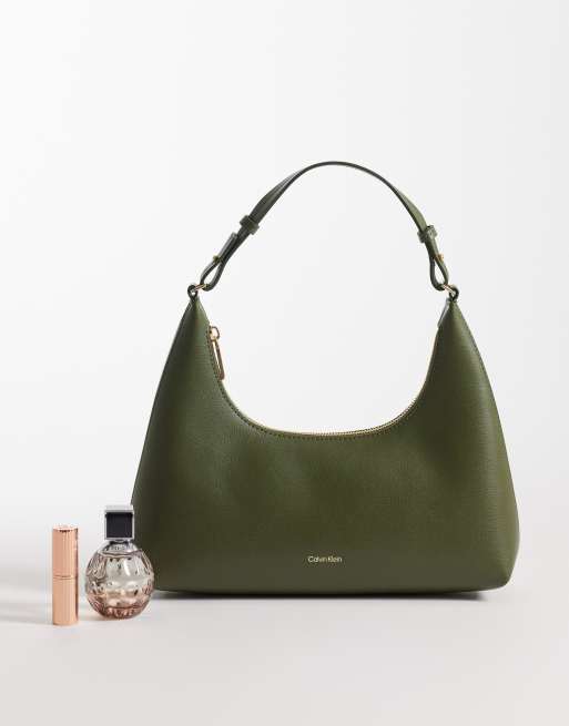 Calvin Klein Jeans - Sac porté épaule convertible à logo métallisé - Kaki, 2 de 4