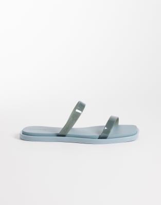 Jeans - Sandales en plastique souple à deux brides - Bleu 38