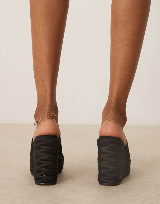 Calvin Klein Jeans - Sandali con zeppa espadrilles neri, 3 di 4