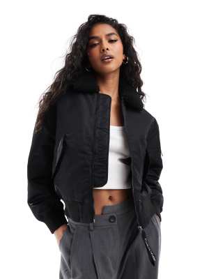 Calvin Klein Jeans - Sateen - Pilotenjacke in CK-Schwarz