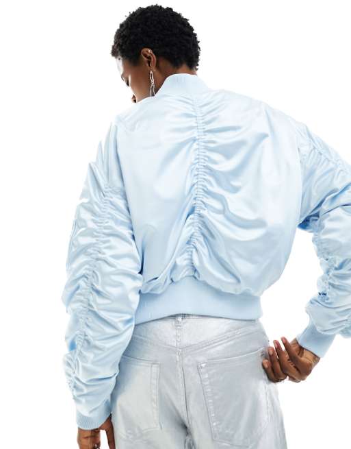 Calvin Klein Jeans - Satijnen bomberjack met logobadge in lichtblauw, 4 van 4