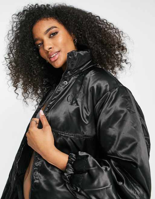 Calvin Klein Jeans satin bomber jacket in black ASOS