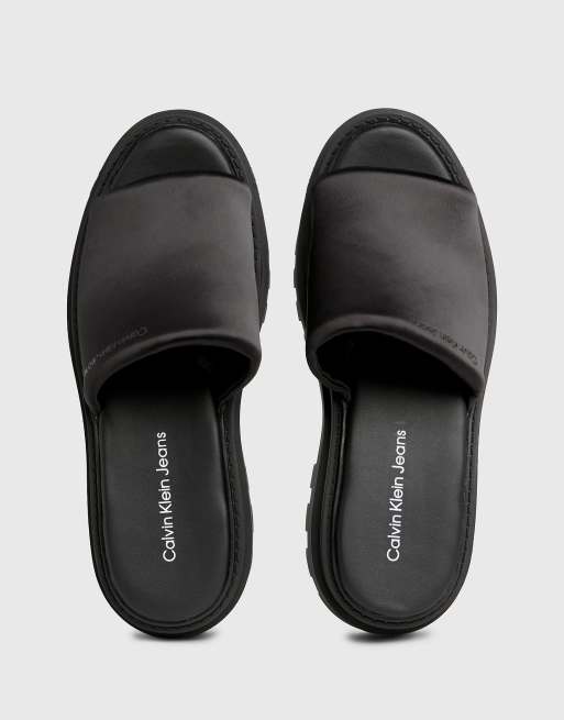 Calvin Klein Jeans Satin Platform Sandals in Ck Black ASOS