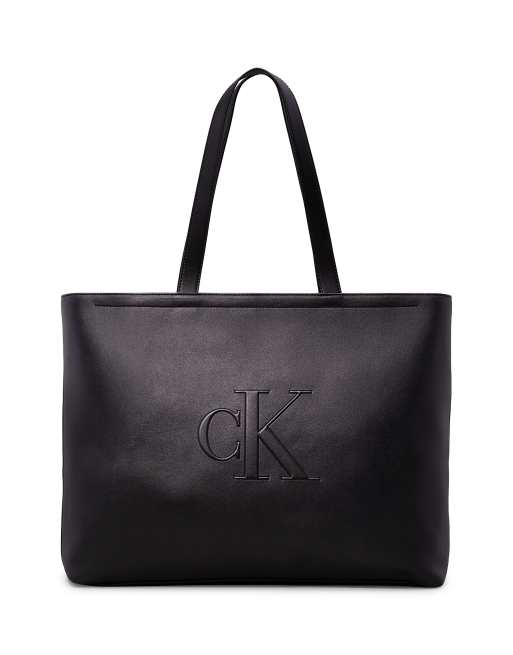 Calvin Klein Jeans – Schmale, große Tragetasche in Schwarz