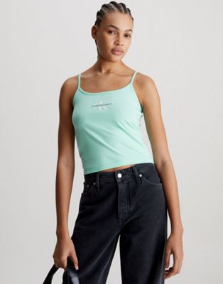 Calvin Klein Jeans Slim Monogram Cami Top in Blue Tint - ASOS Price Checker