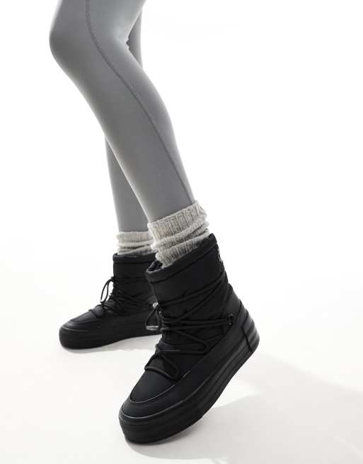 Calvin Klein Jeans – Schneestiefel in Schwarz mit flacher Plateausohle 