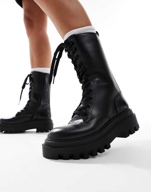 Calvin Klein Jeans – Schnürstiefel in Schwarz mit flacher Plateausohle , 2 von 4