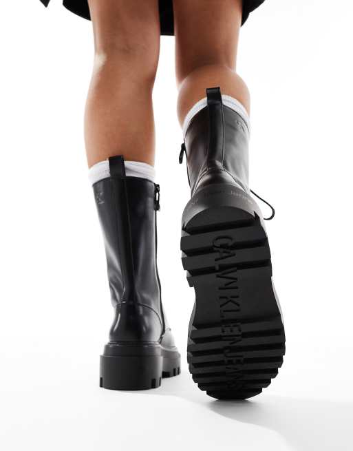 Calvin Klein Jeans – Schnürstiefel in Schwarz mit flacher Plateausohle , 3 von 4