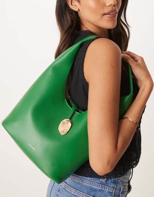 Calvin Klein Jeans - Schoudertas van premium leer in groen
