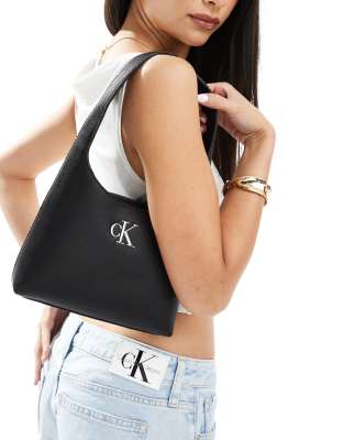 Calvin Klein Jeans - Schultertasche in Schwarz mit kleinem Monogramm