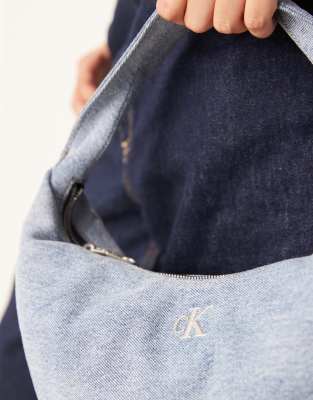 Calvin Klein Jeans Est.1978 Scoop Denim Shoulder Bag In Blue