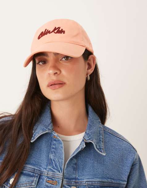 Calvin Klein Jeans script logo cap in pink and red - view 1