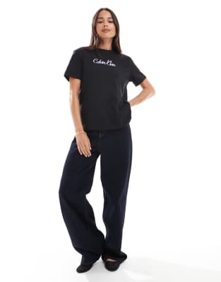 Calvin Klein Jeans Est.1978 Script Logo T-shirt In Black