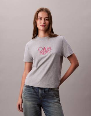Calvin Klein Jeans Est.1978 Script T-shirt In Gray