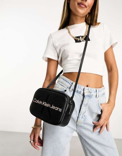 Sculpted Monogram Top Handle Shoulder Bag | Calvin Klein