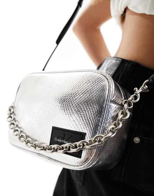 Calvin Klein Jeans sculpted camera bag in metallic snake ASOS