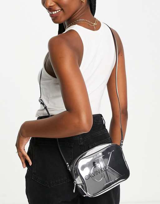 Calvin Klein Jeans sculpted camera bag in silver ASOS