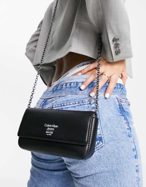 Calvin Klein Jeans sculpted phone crossbody bag in black