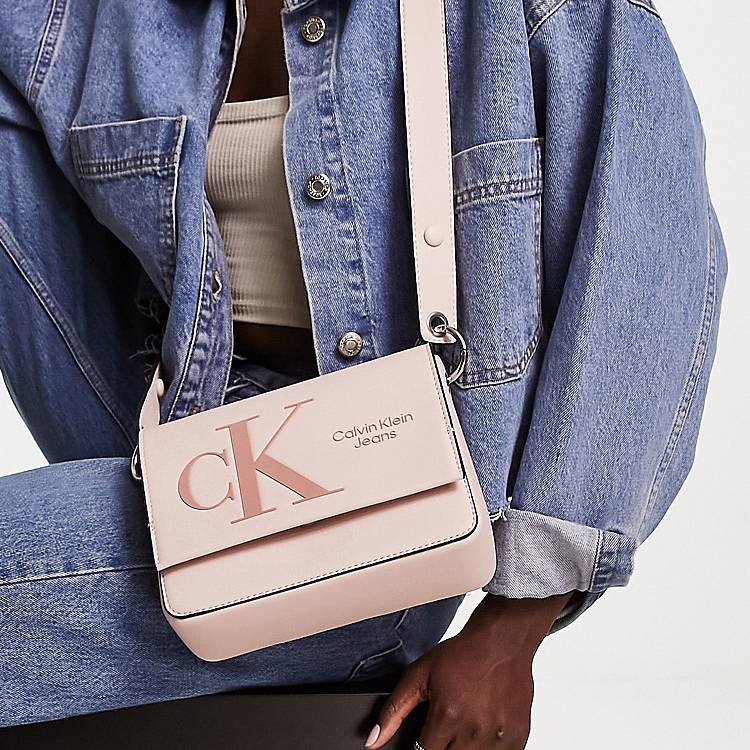 Bags Crossbody bags Calvin Klein Crossbody bag light grey printed lettering casual look 