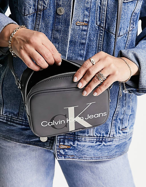 Calvin Klein Jeans sculpted mono camera bag in gray | ASOS