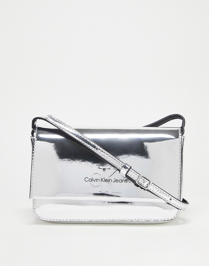 Calvin Klein Jeans sculpted phone case purse in silver