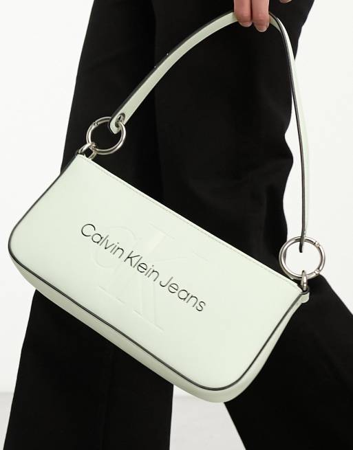 Calvin Klein Jeans sculpted shoulder pouch bag in white