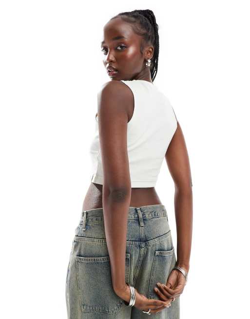Calvin Klein Jeans seaming rib tank top in white ASOS