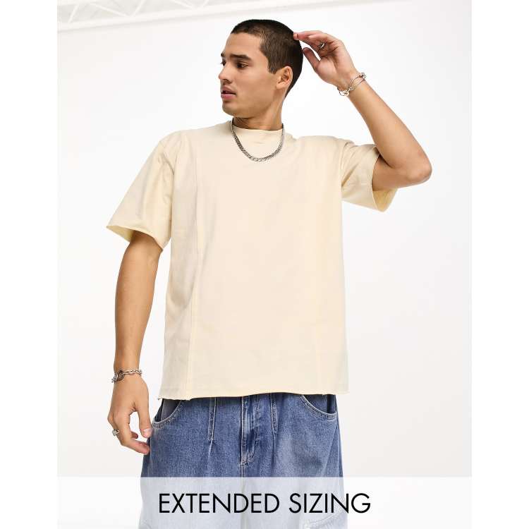 Calvin Klein Jeans seaming t shirt in beige exclusive to ASOS ASOS