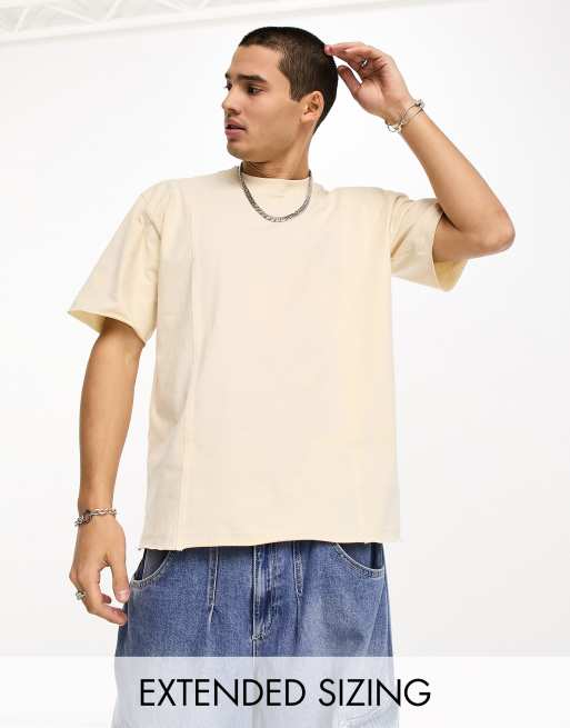 Calvin Klein Jeans seaming t-shirt in beige - exclusive to ASOS