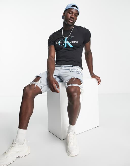 Calvin Klein Jeans - Seasonal - Sort T-shirt med monogram-logo, 4 af 4