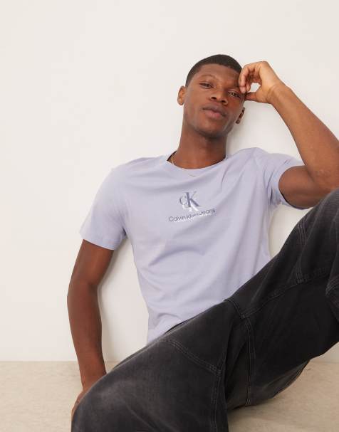 Calvin Klein Jeans shadow logo t-shirt in lilac - view 1