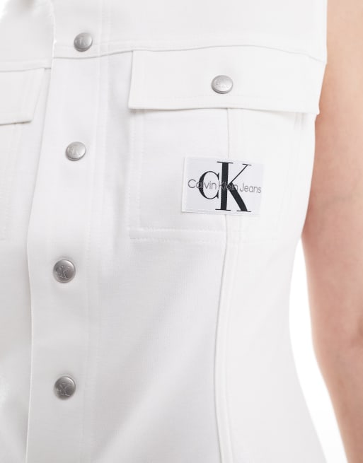 Calvin Klein Jeans - Sheen Milano - Mouwloos overhemd in wit, 2 van 4