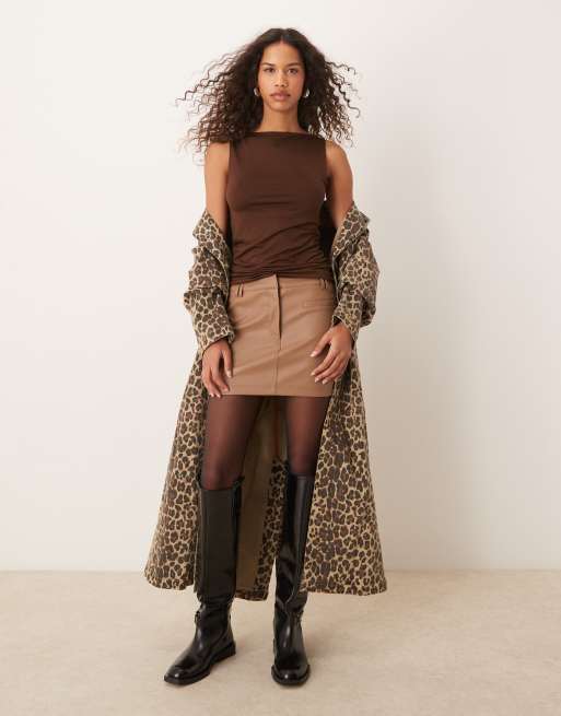 Calvin Klein Jeans sheer layered tank top in dark brown ASOS