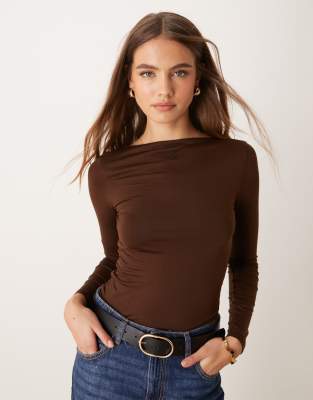 Calvin Klein Jeans sheer layered top in brown - ASOS Exclusive