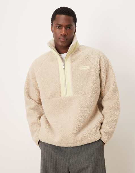 Calvin Klein Jeans sherpa quarter zip fleece in cream - view 1