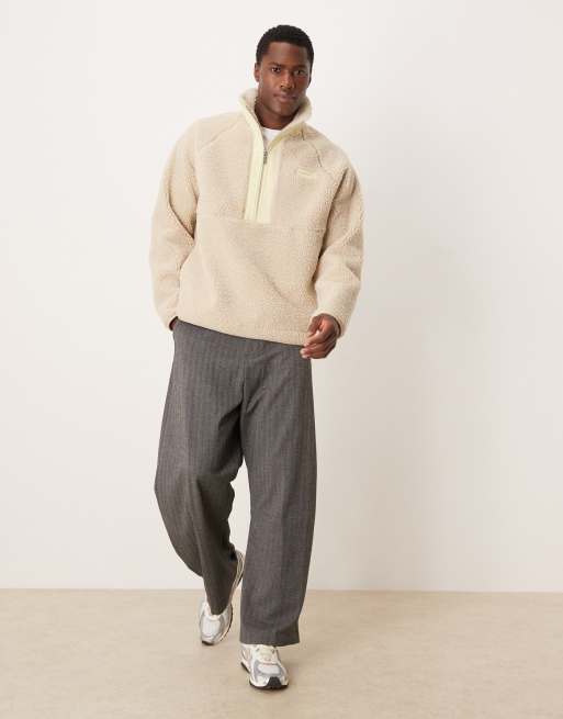 Calvin Klein Jeans sherpa quarter zip fleece in cream, 2 of 5