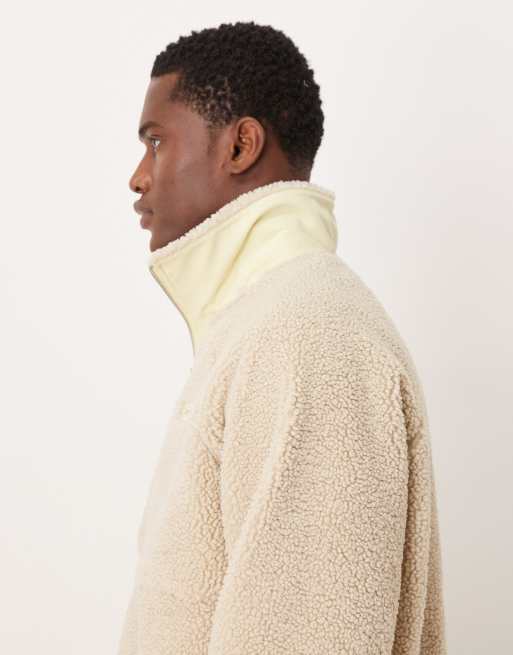 Calvin Klein Jeans sherpa quarter zip fleece in cream, 4 of 5