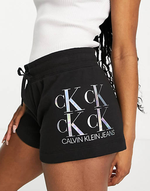 Calvin Klein Jeans shine logo knit short in black