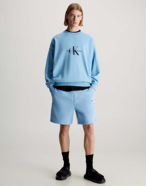 Calvin Klein Jeans - Short de jogging en polaire avec logo monogramme - Bleu cendré, 2 de 5