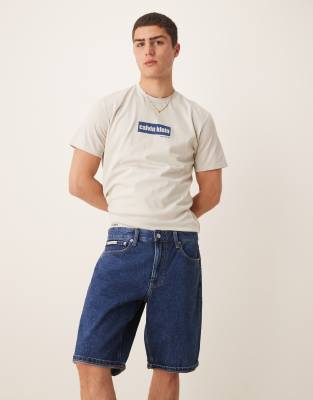 Calvin Klein Jeans - Short en jean coupe classique - Bleu foncé délavé