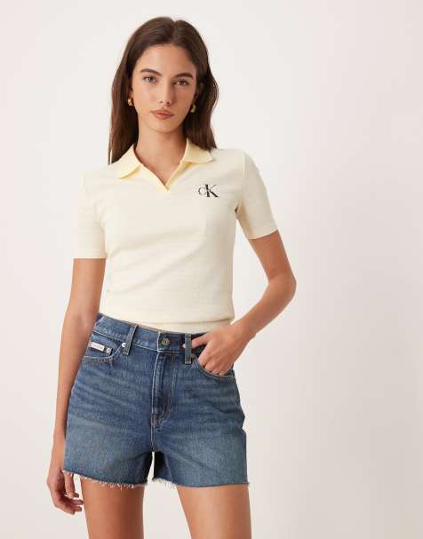 Calvin Klein Jeans - Short en jean court style années 90 - Bleu moyen délavé - view 1