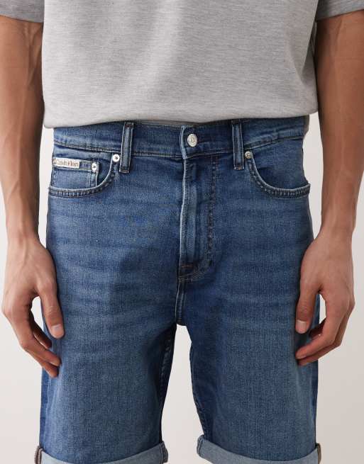 Calvin Klein Jeans - Short en jean slim - Bleu moyen délavé, 4 de 5
