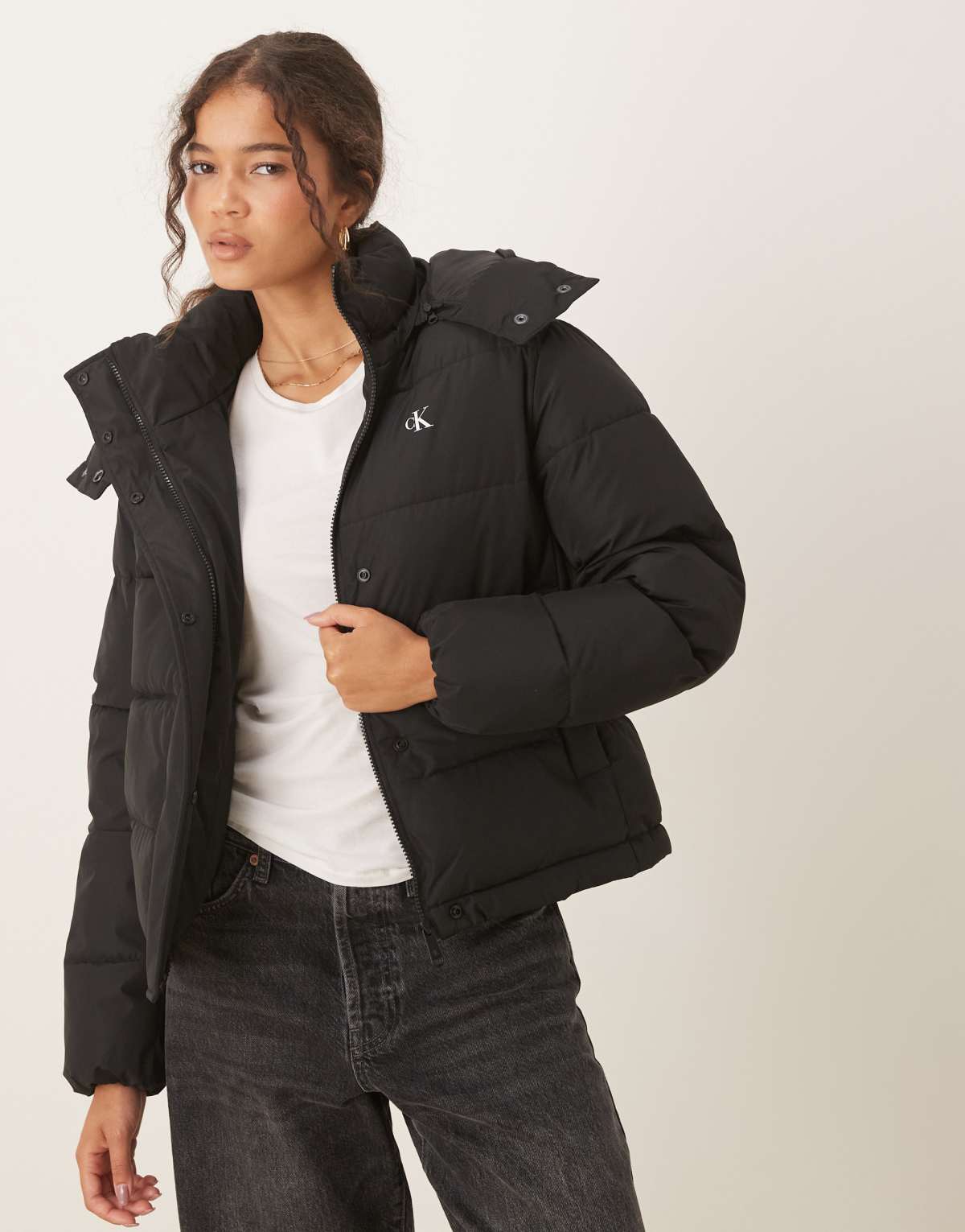 Calvin Klein Jeans short essential puffer jacket in black